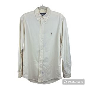 VTG Men's Ralph Lauren Button Shirt Large Striped Yellow Cotton Casual Preppy